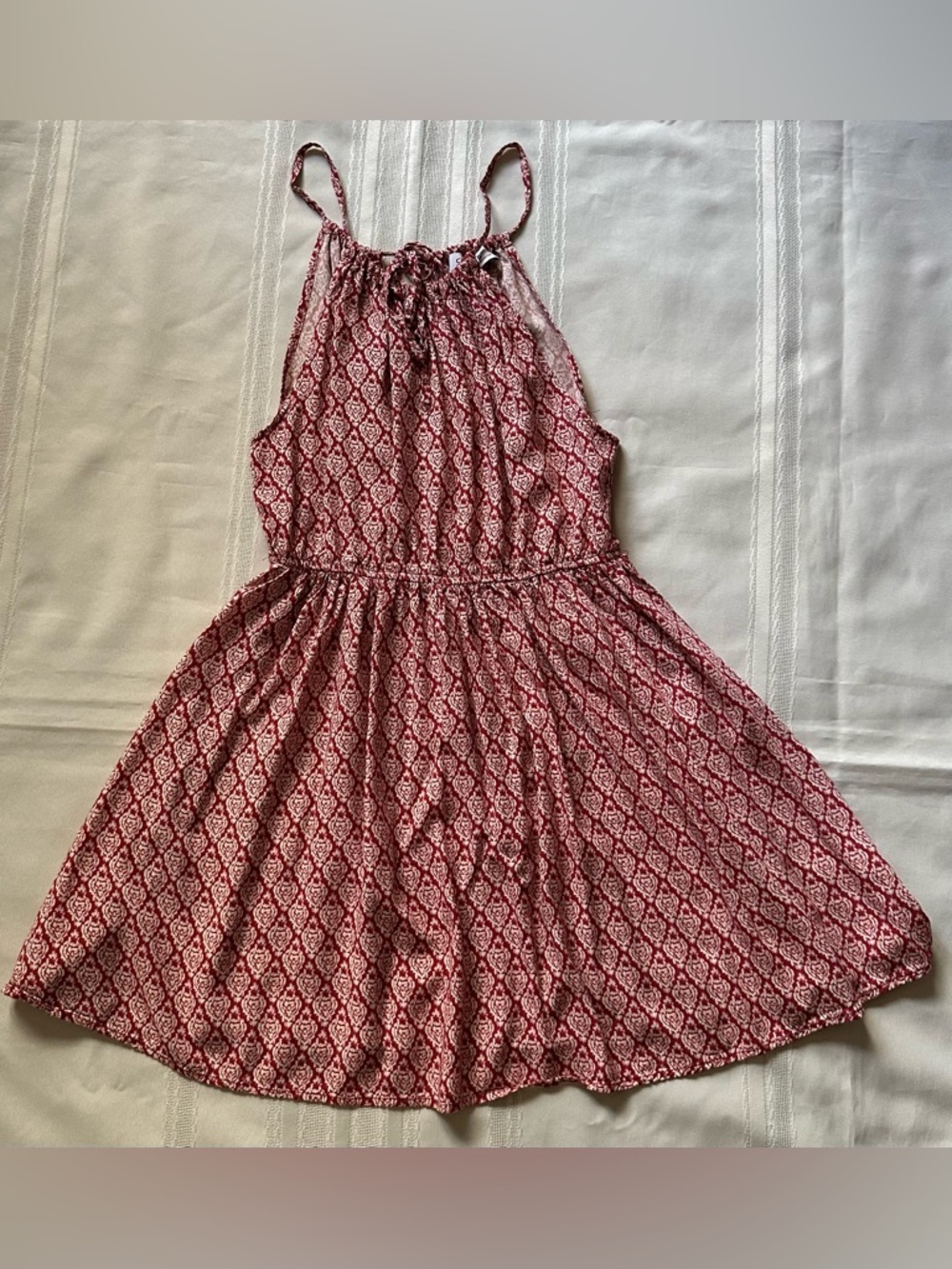 Lulus Red Geo-Print Halter Mini Dress - Picture 6 of 12